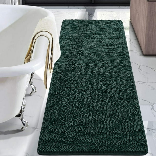 Alfombra de baño LOCHAS Luxury Shaggy, 60 x 150 cm, color verde cazador