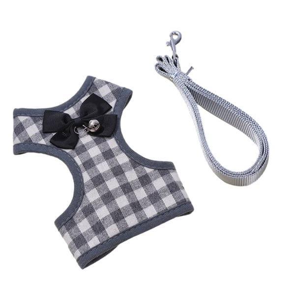 Arnés y correa para perros pequeños - Arnés antitirones con chaleco de nailon de malla suave para perros y gatos pequeños (gris)