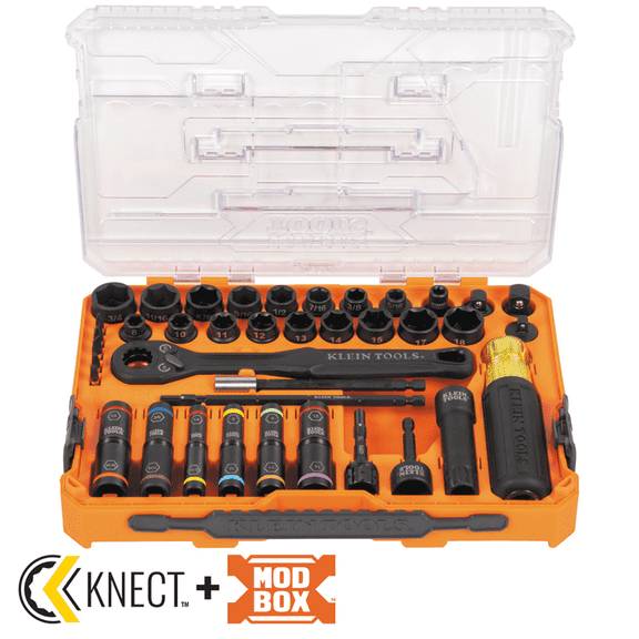 Klein Tools KNECT Complete Impact Pass Through and Flip Socket Set, 39-Piece