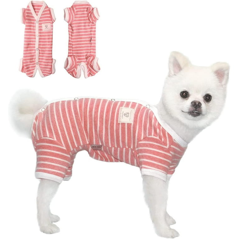 TONY HOBY Pet Dog Pajamas Stripes 4 Legged Dog Pjs Jumpsuit Soft