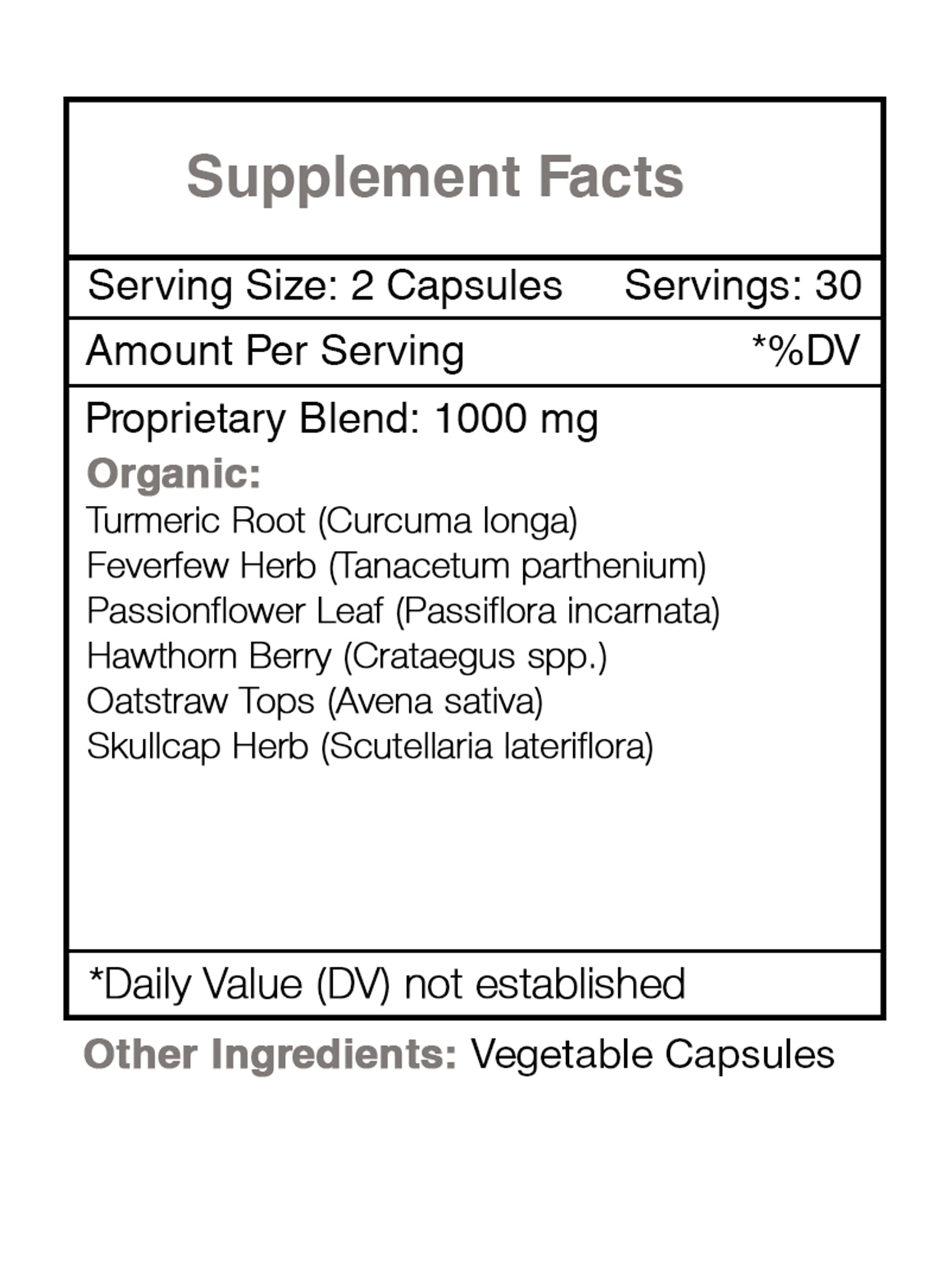 Secrets of the Tribe Nerve Secret Capsules Dietary Supplement, Natural Herb Blend, Made from Turmeric, Feverfew, Passionflower, Hawthorn, Oatstraw, Skullcap 60 Count