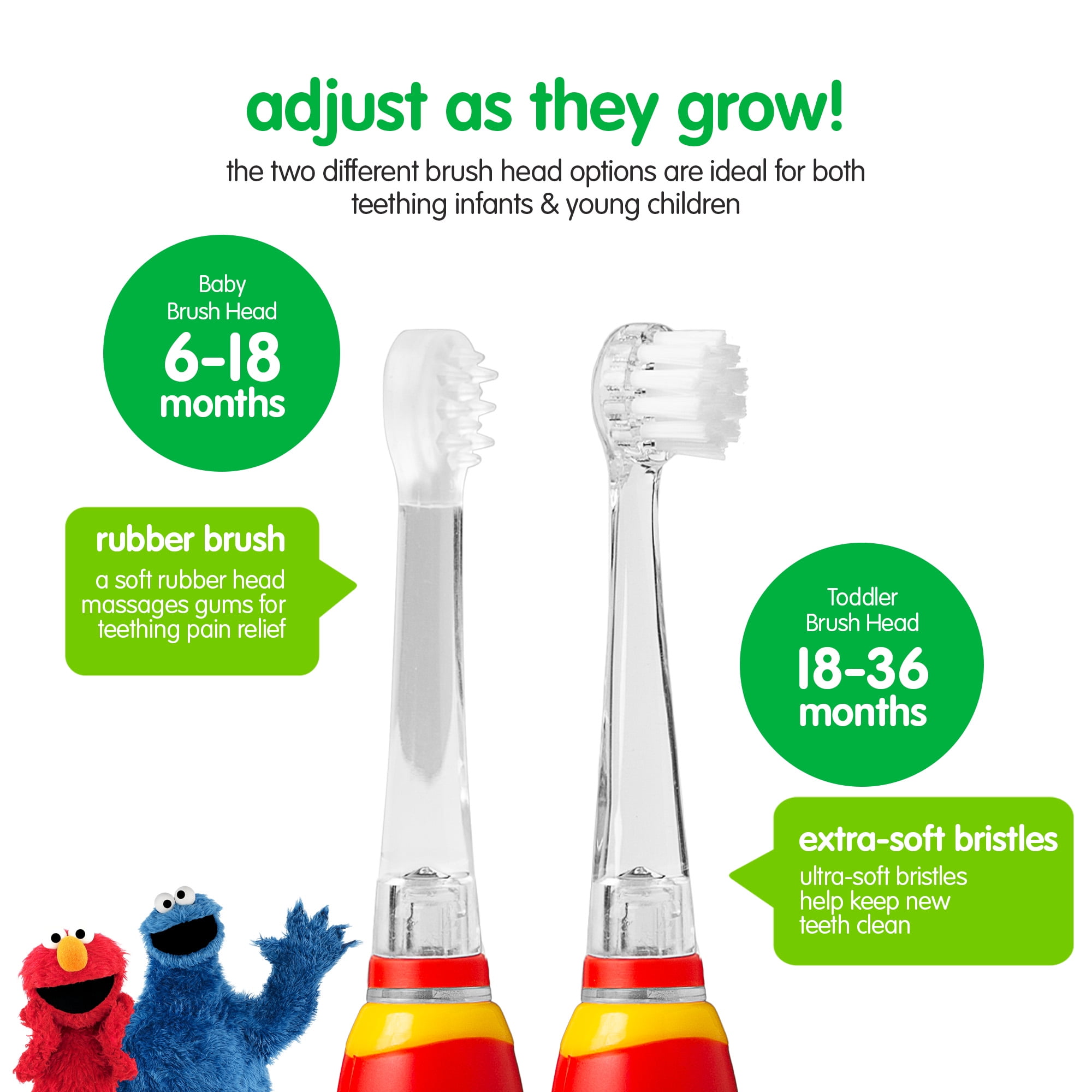 Brush Buddies Sesame Street Baby Soniclean Toothbrush with Teething Relief