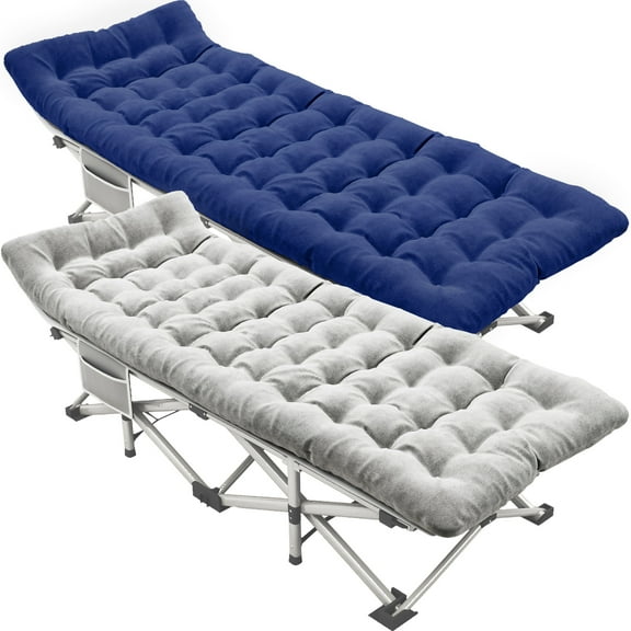Vebreda 2 Pack Folding Camping Cot for Adult 75" Portable Folding Bed Cot with Mattress