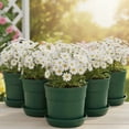 thumbnail image 2 of Austin Planter Plastic Flower Pots with Saucers, 4 inch, Hunter Green, 5 Pack, s Planter, Nursery Planter, Colorful Pots with Saucers, 2 of 5