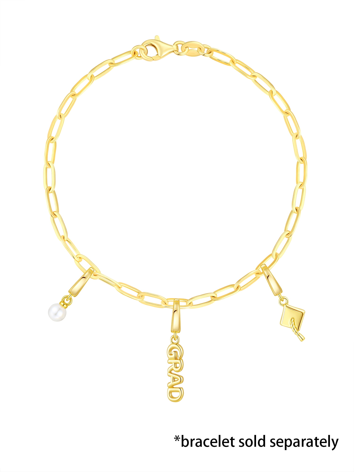 Brilliance Fine Jewelry Simulated Diamonds Graduate Charm Set in 14KT Gold Plated Sterling Silver