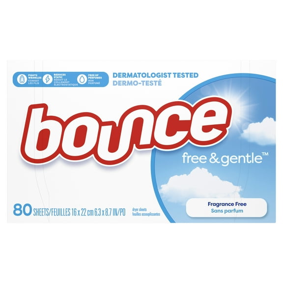 Bounce Free & Gentle Dryer Sheets, 80 Ct, Unscented