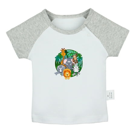 

Nature Pattern Jungle T shirt For Baby Newborn Babies T-shirts Infant Tops 0-24M Kids Graphic Tees Clothing (Short Gray Raglan T-shirt 6-12 Months)