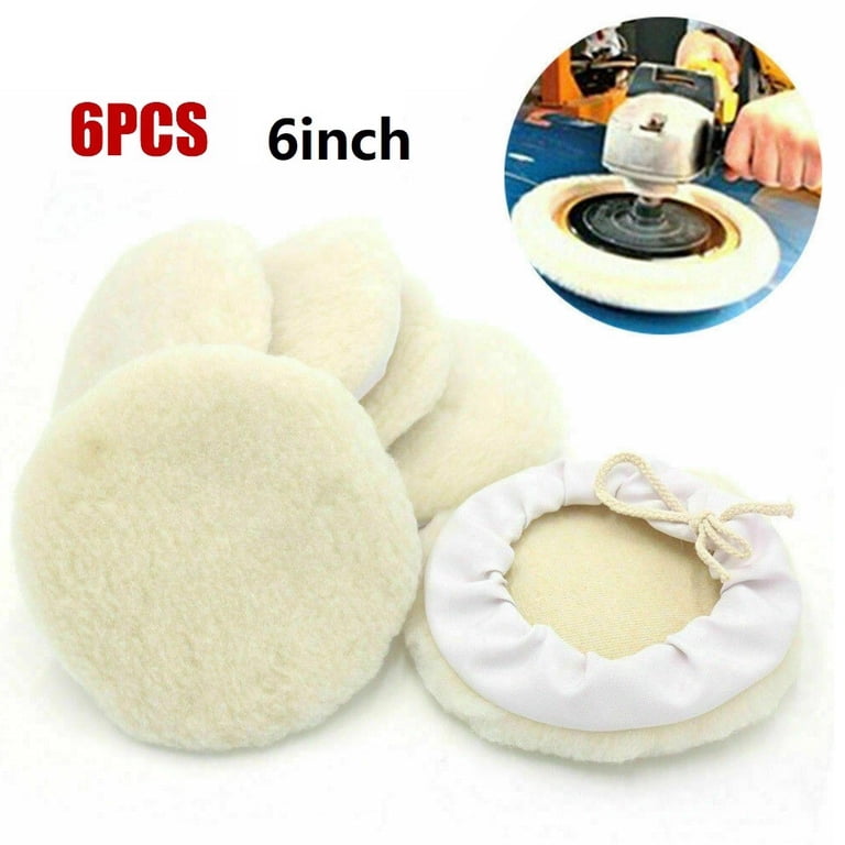 6 Pack Lambs Wool Buffing Pads - 5.5 Inch, For Car Polishing, Waxing, Cleaning On DA Polishers