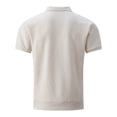 thumbnail image 4 of Men's Full Zip Polo Shirt Short Sleeve 3D Geometric Jacquard Lapel Collar Regular Fit Stretch Casual Business Tops for Daily Office Street Wear,3XL, 4 of 4