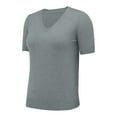 thumbnail image 5 of DondPO Women's T-Shirts Women's Round Neck Short Sleeved Loose T Shirt with A Knit Bottom Short top Shirts for Women Womens tops Gray XL, 5 of 9
