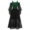 thumbnail image 3 of iiniim Robe de Sorcière Gothique Renaissance pour Filles Déguisement d'Halloween Manches Papillon Corset Victorien Costumes Vert 12, 3 of 7