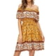 thumbnail image 3 of Minnieouse Vestido corto Bohemio Impreso Cintura alta Cómodo Algodón Mini Sundress Fiesta de baile Ropa de moda de verano sexy Desgaste Prendas para la parte del cuerpo Amarillo METRO, 3 of 6