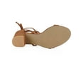 thumbnail image 5 of BLISSFUL STEP Women's Open Toe Lace up Sandals Mid Block Heels Sandals Brown 7, 5 of 8