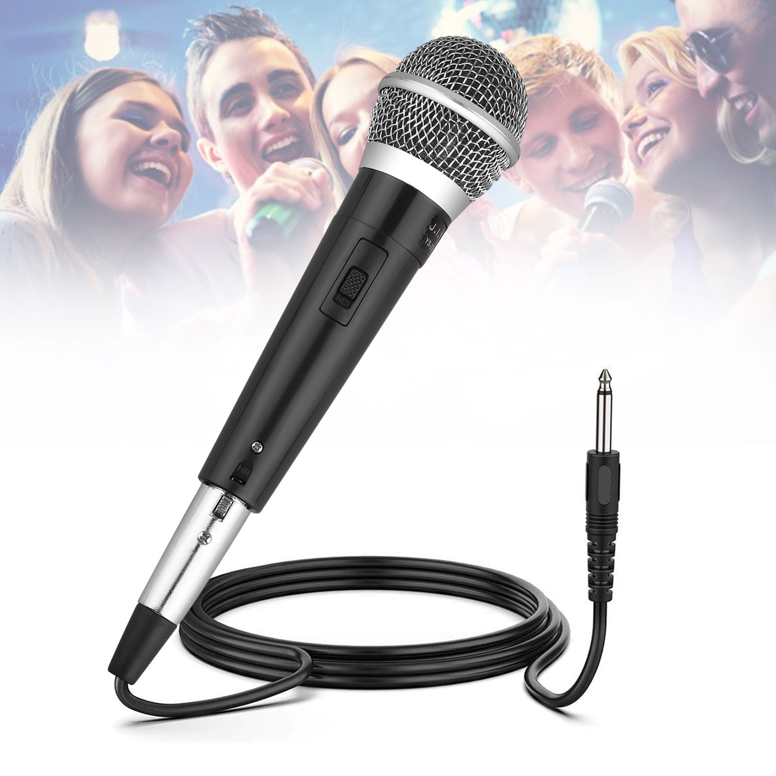 Portable Microphone Professional Handheld Kara OK Dual Input Mixer for KTV Training Black 