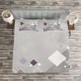 thumbnail image 3 of Ambesonne Abstract Quilted Bedspread Set 3 Pcs, Colorful Squares Dots, Queen Size, Purple White Grey, 3 of 3