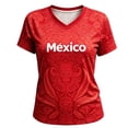 thumbnail image 4 of Trendfront Womens Mexico Aztec Pattern T Shirts V Neck Short Sleeve Mexico Letter Graphic Football Fan Match Day Country Pride Tee Tops, 4 of 4