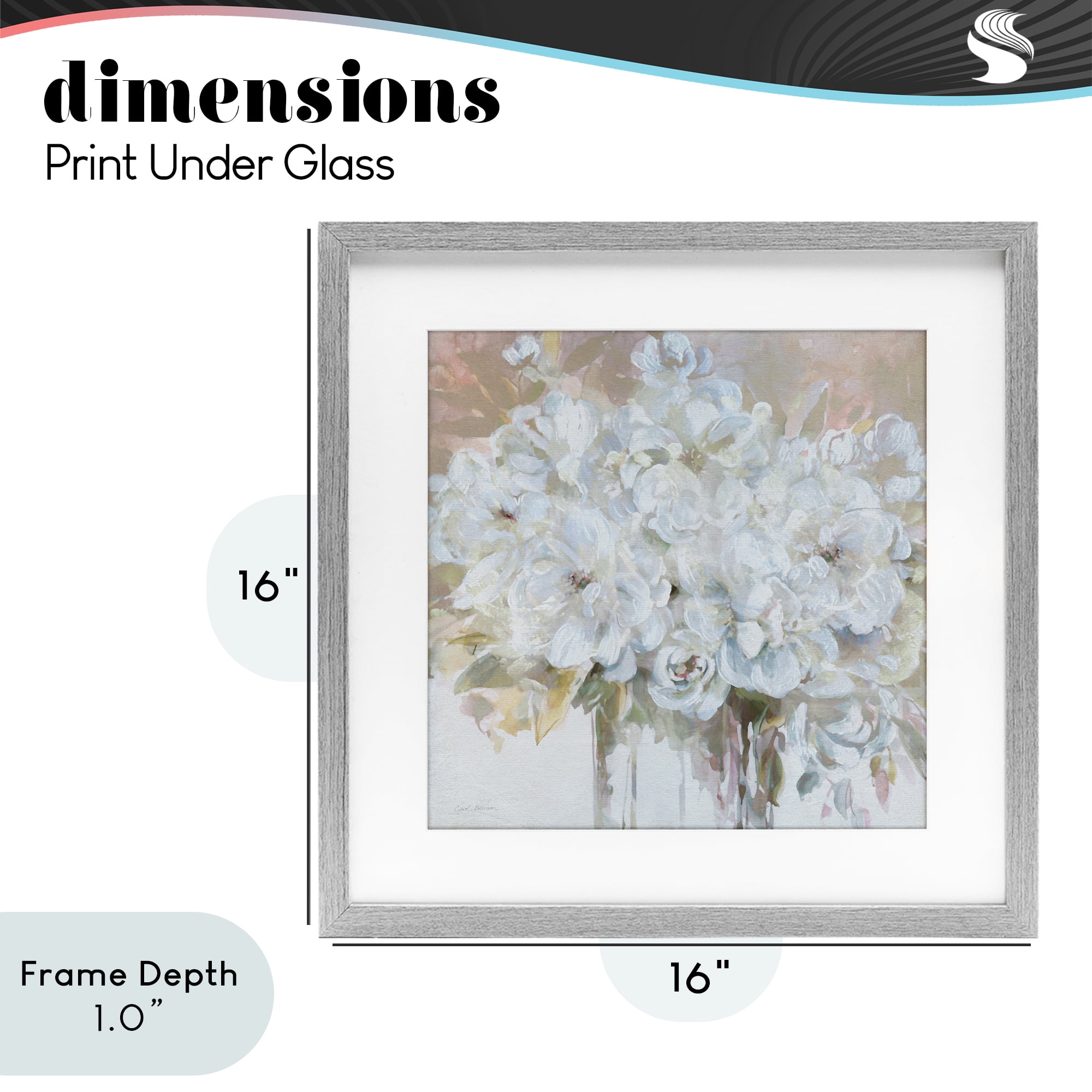Stupell Industries Soft White Bouquet Serenity Gray Framed Print Under Glass, design by Carol Robinson