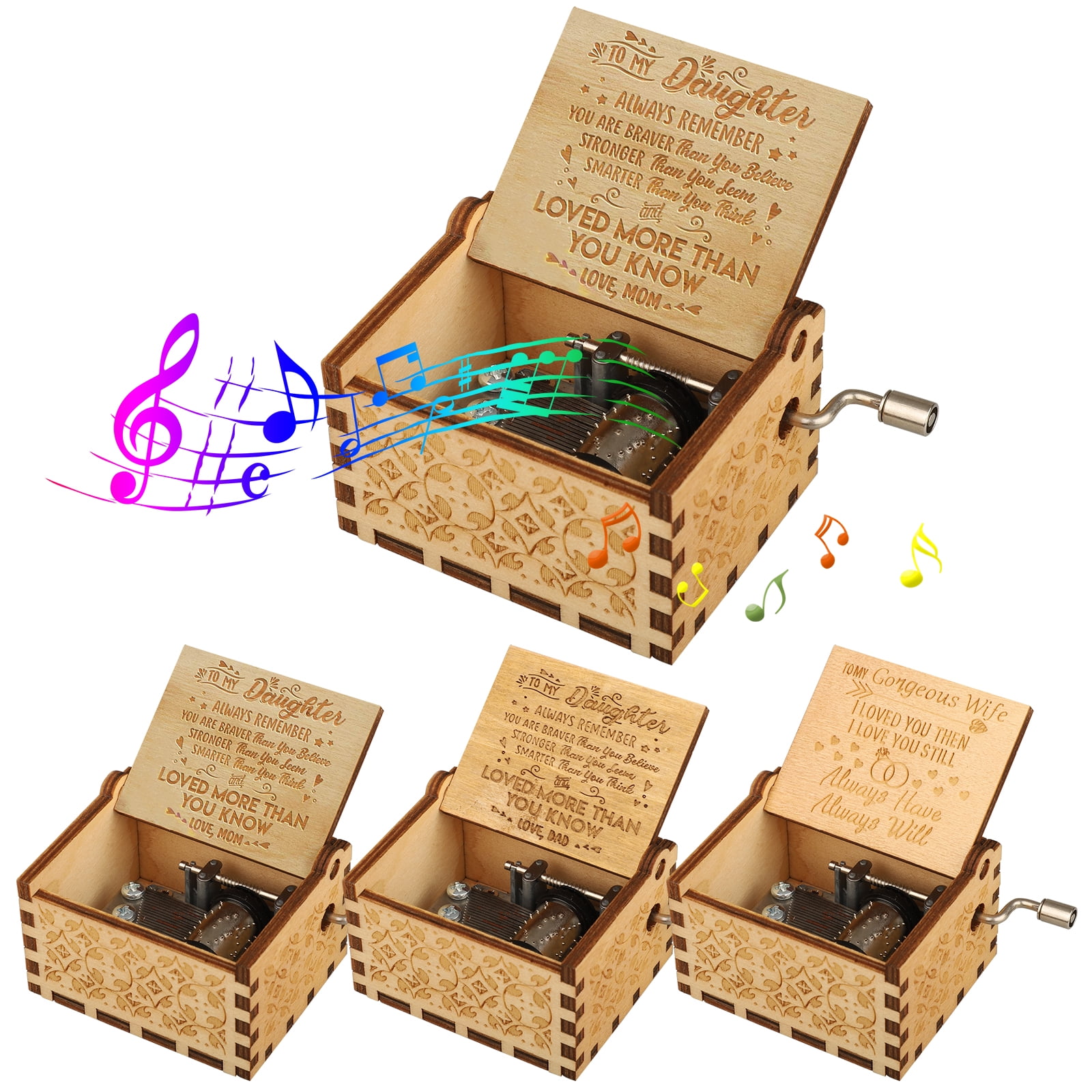 EEEkit Wooden Hand Crank Music Box Classic Vintage Wood Handmade 