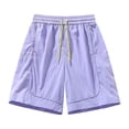 thumbnail image 6 of Sheghy Workout Shorts Women 100%Cotton Women Summer Fashion Solid Quick Dry Sports Drawstring Dual Pocket Knee-Length Shorts Purple XXXL, 6 of 6