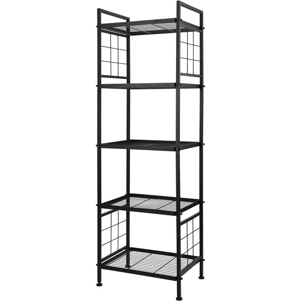 Estantes de almacenamiento de pie de 5 alambres, estantería de metal, estante de despensa para lavandería, cocina, organizador de baño (negro)