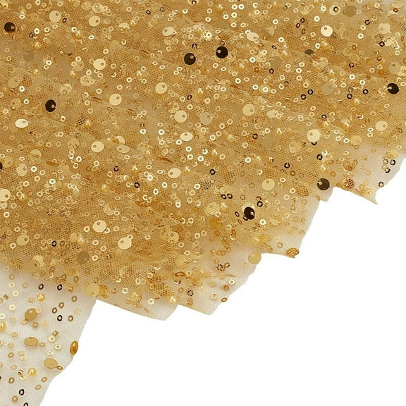 1 Yard Sequins Polyester Mesh Fabric for Garment Accessories Goldenrod 1300x4mm