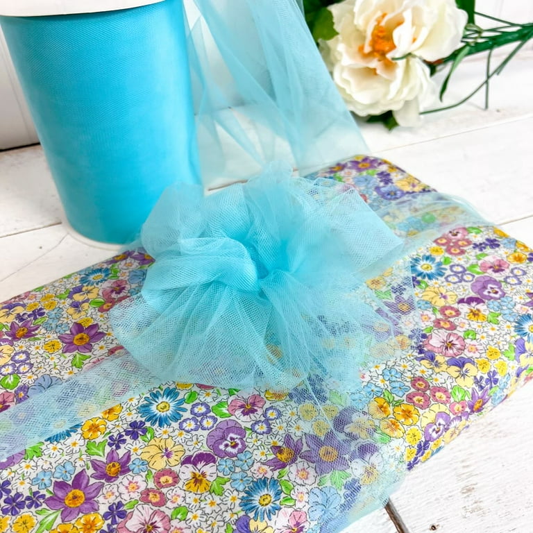Light Blue 6 Inch Tulle Fabric Roll 100 Yards