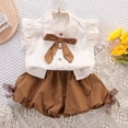 thumbnail image 2 of Gerichy Girls Summer Outfits, Girls Solid Color Cotton And Linen Retro Versatile Sleeveless Vest Shorts Two Piece Set, 2 of 9