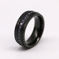thumbnail image 5 of Black Gold Plated 8mm Purple AAA CZ Titanium Steel Mens Ring Men Wedding Band Man Ring, 5 of 7