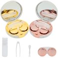 thumbnail image 1 of FEILIBAY 2 Pack Marble Contact Lens Case All in One Travel Contact Container Soak Storage Kit(Rose Gold + Gold), 1 of 8