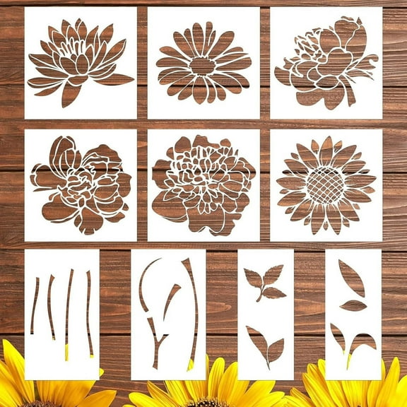 White Garden Fence Large Flower Stencils 35x20cm 2025 Reusable Floral Stencil For Wood Walls DIY Spray Paint Crafts