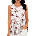 thumbnail image 3 of Craaazy Women's Casual Summer Floral Print Sleeveless Round Neck Pleated Tank Shirt Loose Fit Comfy Flowy Tops, 3 of 6