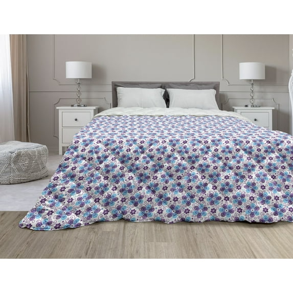 Violet Down Alternative Comforter, Monochromatic Checkered Plaid Tartan Stripes Geometrical Pinkish Pattern, Microfiber Quilt for All Season, 5 Sizes, Pink and Pale Fuchsia, by Ambesonne