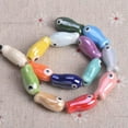 thumbnail image 4 of U8MO 10pcs 19x10mm Fish Shape Handmade Glossy Glazed Ceramic Porcelain Loose Beads-Khaki, 4 of 5