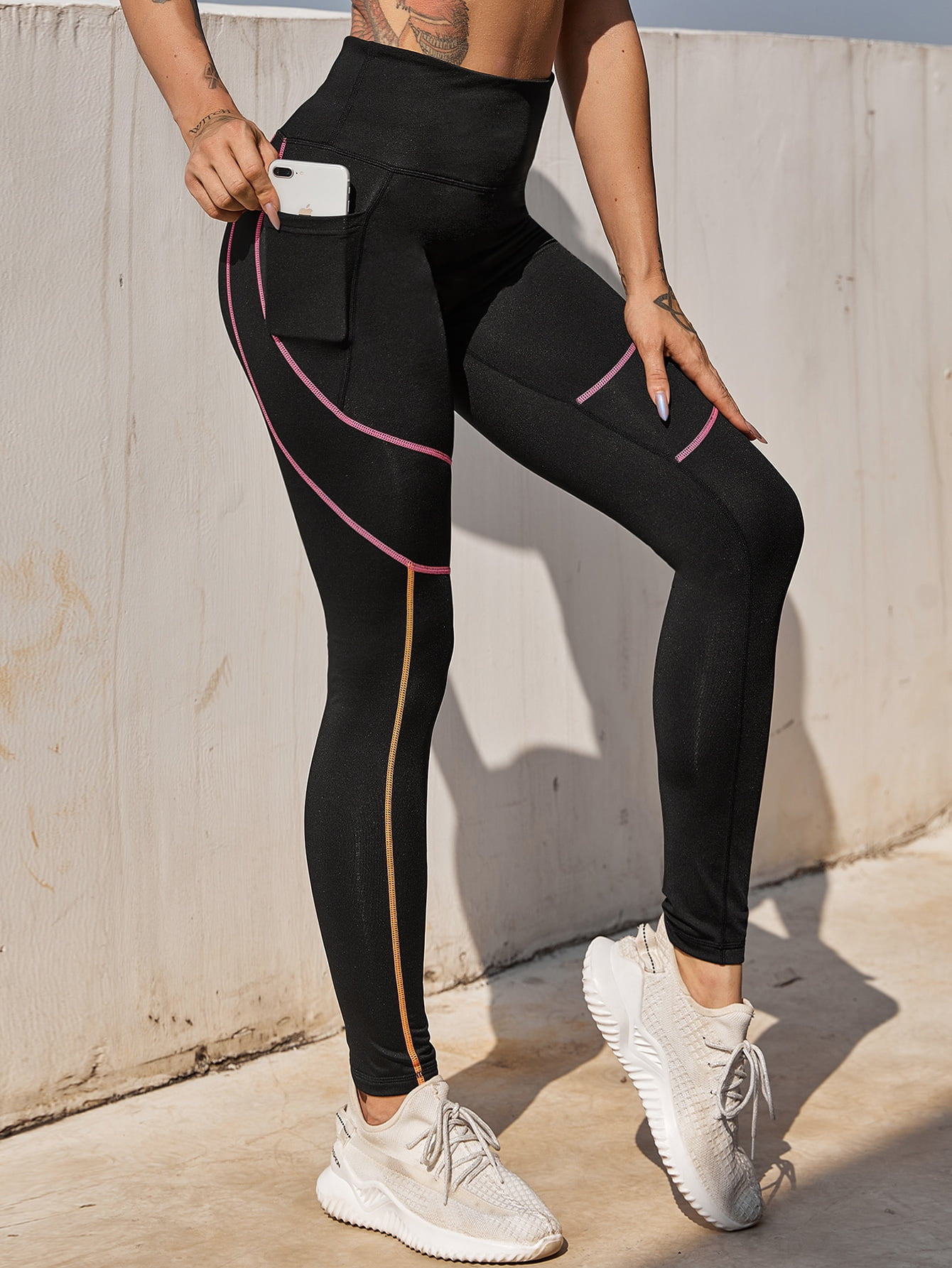 Black Women's Contrast Topstitching 