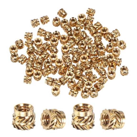 Uxcell 100-Pack Threaded Inserts - M2 x 3mm Brass Heat Set Insert Nuts 3.5mm OD