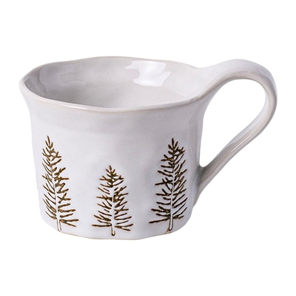 kowaku Christmas Dinnerware Ceramic Porcelain Embossed Holiday Tableware Collection with Decorative Festive Plate Microwave Safe Suitable for Home Dining Roo White Mug
