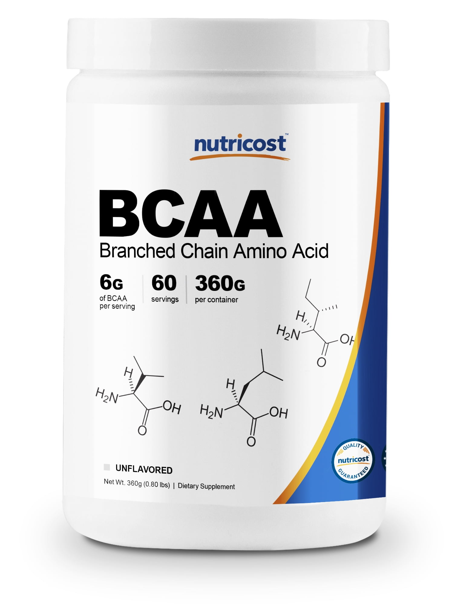 Nutricost BCAA Powder 211 60 Servings (Unflavored) Branched Chain