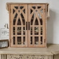 thumbnail image 2 of S-HOME Vintage Wall-Mounted Cabinet in Rustic Wood Finish, 21.26 Inch Accent Chest with Decorative Cutout Doors for Bathroom and Living Room Storage, Natural & Light Brown, 2 of 10
