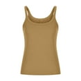 thumbnail image 2 of APEXFWDT Women's Plus Size Ribbed Scoop Neck Tank Top Sleeveless Solid Color Basic Camisole Layering Undershirt,S,Khaki, 2 of 5