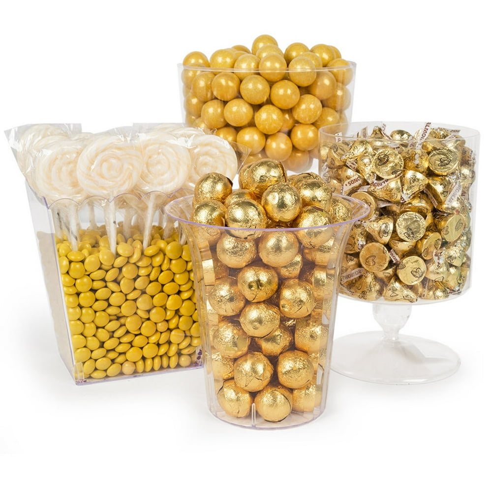 Gold Candy Buffet Includes Hershey's Kisses, Gumballs, Lollipops