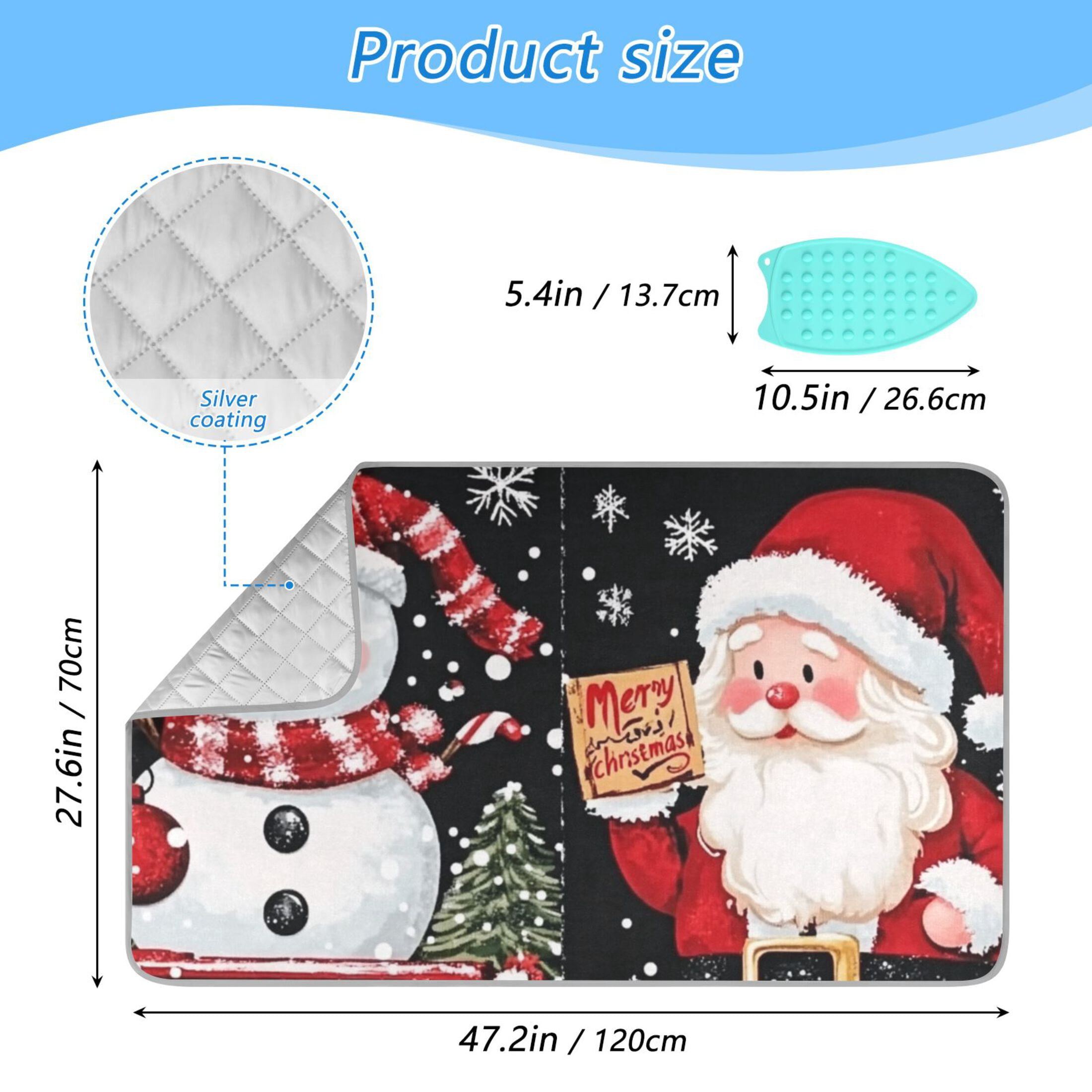 Santa Claus and Snowman Ironing Mat Blanket for Table Top Travel Portable Ironing Board Pad 47.2x27.6 Inch