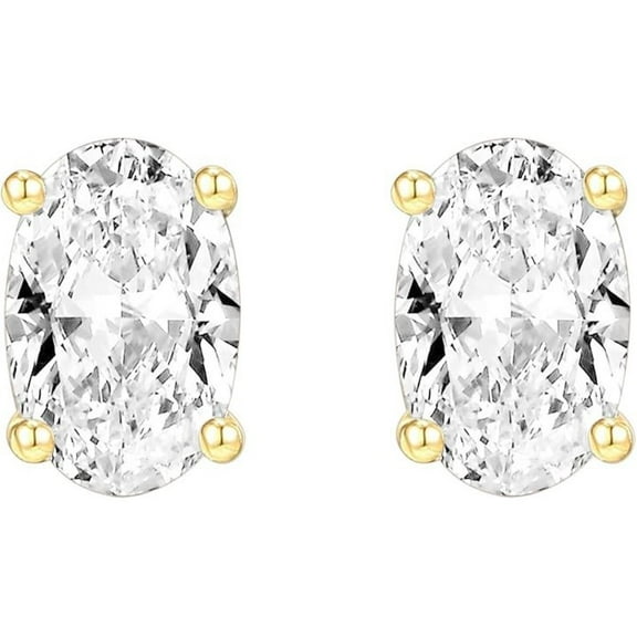 2Ct Oval Cut Diamond Solitaire Stud Women's Earrings 14K Yellow Gold Plated For Women's
