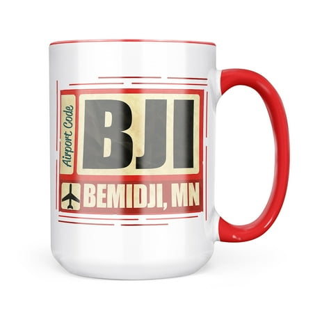 

Neonblond Airportcode BJI Bemidji MN Mug gift for Coffee Tea lovers