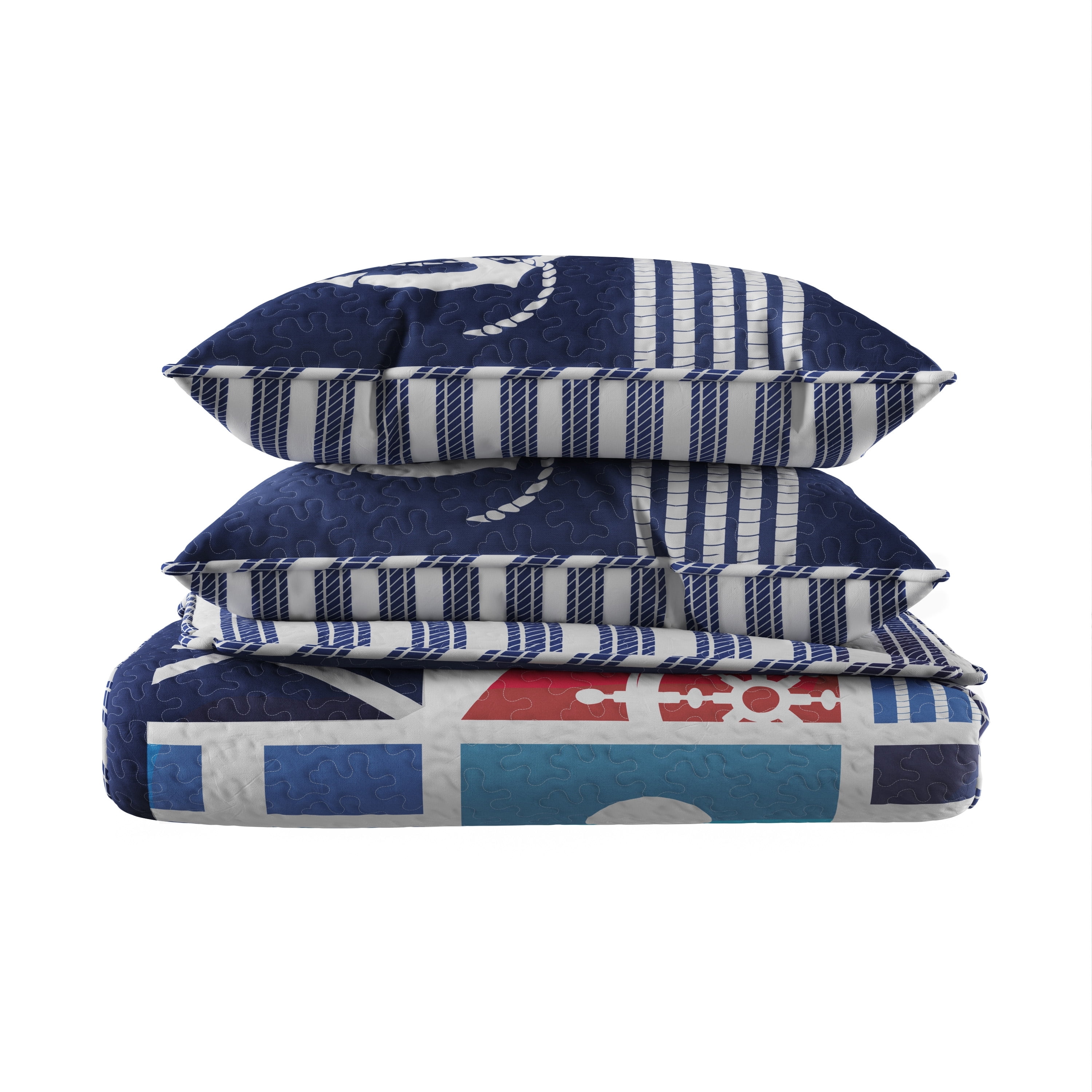 Somerset Home Twin Nautical Bedding Set with Coastal Bed Spread and Sham