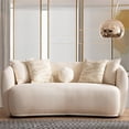 thumbnail image 2 of Lemon Japandi Style Luxury Modern Boucle Velvet Curvy Ivory Medium Couch, 2 of 6