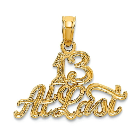 10k Gold 13 At Last Pendant Necklace Pendant for Women - .6 Grams