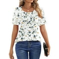 thumbnail image 4 of Fantaslook Blouses for Women Pleated Short Sleeve Tunic Tops Dressy Casual Summer Shirts, 4 of 9