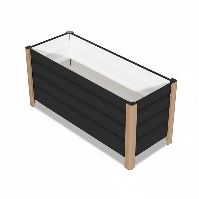 Weather-Resistant Aluminum Raised Garden Bed Planter Box – Deep Rectangle, Safe Rounded Corners, Drainage Holes – Perfect for Patio, Balcony, Yard, Flowers & Veggies – Size: 100x40x45cm, Color: Gray