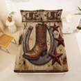 thumbnail image 5 of jejeloiu Rustic Cowboy Boot Bed Sheets Kids,Wooden Star Print King Sheets,4pcs, 5 of 6