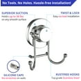 thumbnail image 4 of HOME SO Suction Cup Hooks for Shower, Bathroom, Kitchen, Glass Door, Mirror, Tile - Loofah, Towel, Coat, Bath Robe Hook Holder for Hanging up to 30 lbs - Rustproof Chrome Stainless Steel (2-Pack), 4 of 7